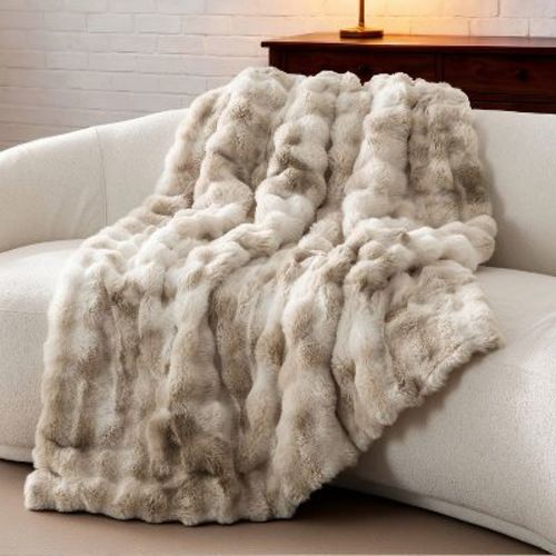 Bedsure GentleSoft Fluffy Fuzzy Dusty Rose Throw Blanket - Soft Cozy Fleece Faux Fur for Couch, Minky Velvet Bed Cover, Oat Milk Room Decor