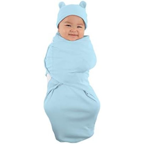 Cuddle Club Swaddles for Newborns - Baby Swaddle Blanket for Boys & Girls - Adjustable Hook-and-Loop Cotton Wrap for Newborn 0-3 & 3-6 Months with hat