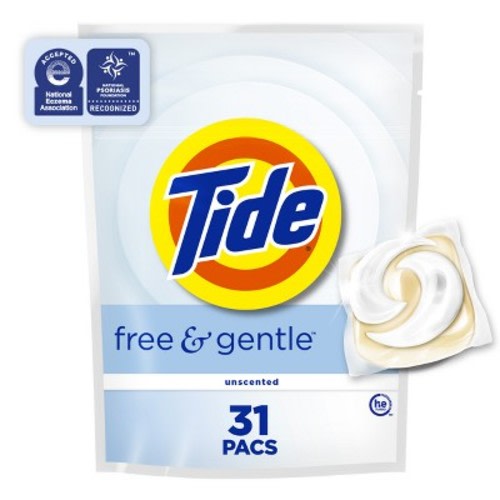 Tide Pods HE Compatible Laundry Detergent Pacs - Free & Gentle - 24oz/31ct
