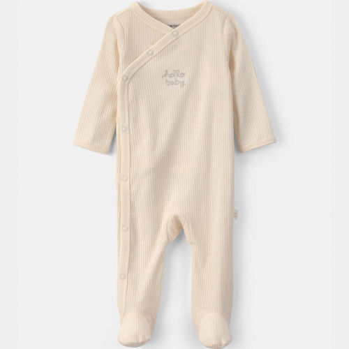 Baby 'Hello Baby' Cotton Sleeper - Cream | Carter’s Oshkosh Canada