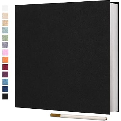 Vienrose Photo Album Self Adhesive 4x6 5x7 3x5 8 x10 Scrapbook Album DIY Scrap Book with A Metallic Pen (11"x10.6" 60 Pages, Black)