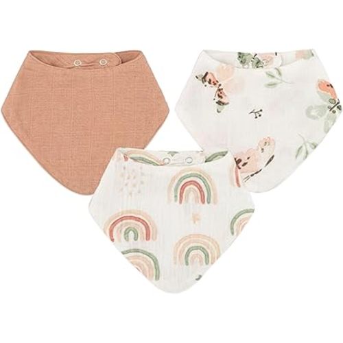 Amazon.com: Crane 100% Cotton Baby Bib Set - Butterfly & Rainbow Muslin Bibs - Set of 3 Drool Bibs for Baby Boys or Girls - Newborn Eating Essentials : Everything