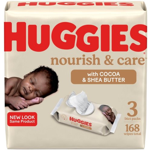 Huggies Nourish & Care Scented Baby Wipes, 3 Flip-Top Packs (168 Wipes Total)