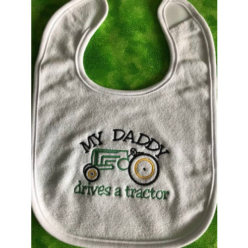 Baby Bib -  My daddy drives a Tractor, daddy bib, tractor, farmer, farmer bib, occupation bib, corn, shower gift, baby gift, farming