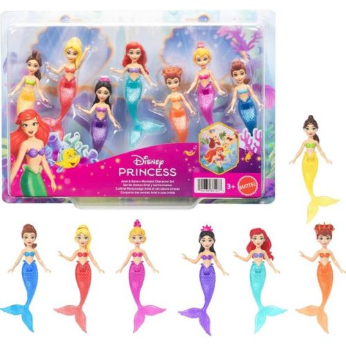 Disney Princess Ariel & Sisters Mermaid Character Set with 7 Small Dolls Inspired by the Movie