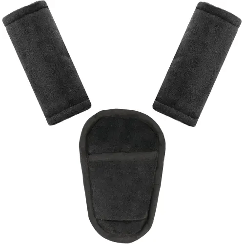 Car Seat Straps Pads for Baby Boys 3 Pieces,Super Soft Car Seat Strap Covers Kids,Man Fai Sky Infant Carseat Shoulder Pading, Hip Support for All Car Seats, Pushchair, Stroller(Black)