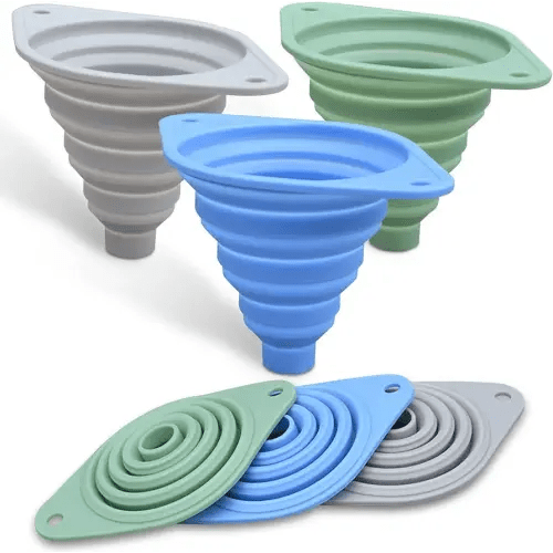 Kitchen Funnel Set 3 Pack,Funnels for Kitchen Use Filling Bottles,Silicone Funnel Collapsible,Small Funnels for Filling Small Bottles