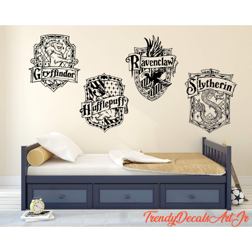 Harry house crests (1) decal, house emblems, nursery harry decals, kids room decor, choose your decal