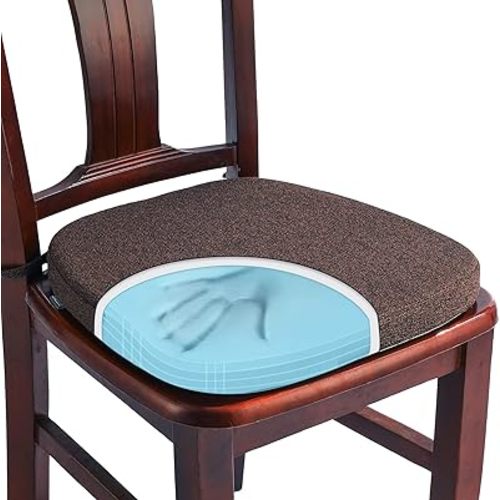 SINOSSO 1 Pack Memory Foam Chair Cushions for Dining Chair, Friendly Woven Fabric 16" U-Shape Comfortable Kitchen Chair Pad, Removable Slip Resistant Seat Cushion (1 Piece, Dark Brown)