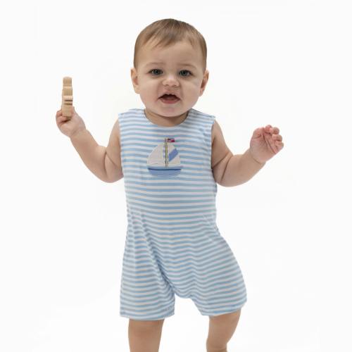Bubbly Sailboat Stripe - Sleeveless Jon Jon