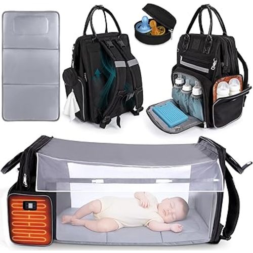 Award-Winning Large Diaper Bag with Changing Station – Eco-Friendly Evergreen Winner Large Diaper Bag Backpack w/ Heated Bottle Pockets, Premium All-in-One Backpack, Baby Essentials, Parents Gift