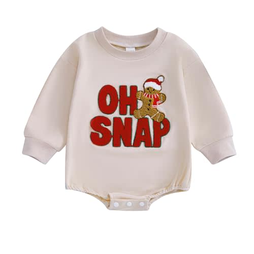 Ayalinggo My First Christmas Baby Girl Boy Outfit Newborn Letter Embroidery Sweatshirt Gingerbread Man Romper Fall Clothes