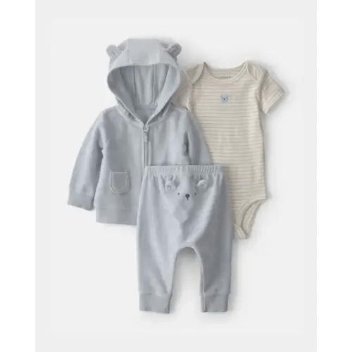 Baby 3-Piece Bear Terry Short-Sleeve Layering Set - Blue | Carter's