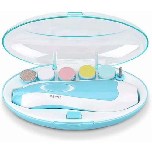 Baby Nail File Trimmer Safe Electric Nail Clippers Kit For Newborn Infant Toddler Kids Toes And Fingernails - Care Polish And Trim - BLUE
