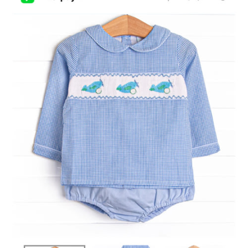 Runway Ready Smocked Diaper Set, Blue – Stitchy Fish