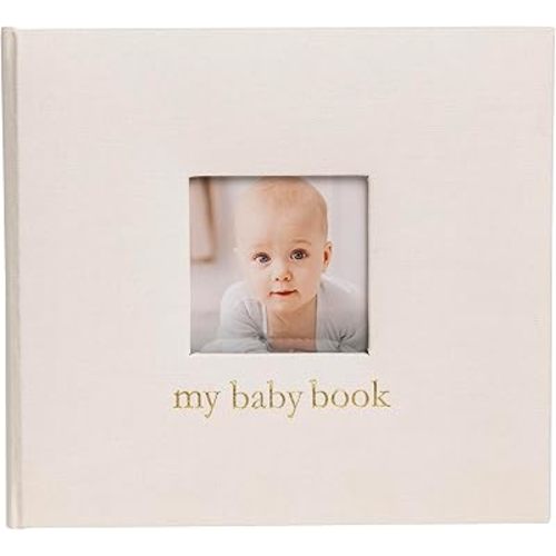 Pearhead Baby Memory Book – Baby’s First 5 Years Keepsake Journal with Ivory Linen Cover, Gender Neutral Baby Milestone Book for Newborn Girls or Boys