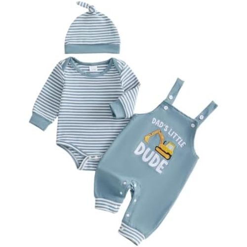 Hnyenmcko Newborn Baby Boy Clothes Fall Striped Romper Overalls Pants Set