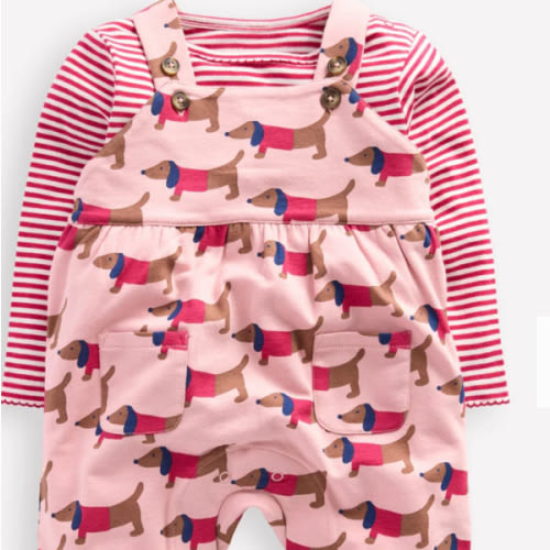 Jersey Overalls Set-Pink Sausage Dogs | Boden USA