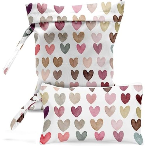 Wet Dry Bag for Swimsuit, Travel, Beach, Pool, Diapers, Dirty Yoga Gym Clothes, Toiletries, Makeup - Waterproof Weekender Bags for Women's Trip Gifts Favors, 2 Pcs