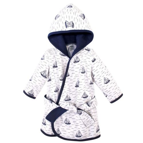 Hudson Baby Infant Boys Cotton Rich Bathrobe, Sailboat, 0-9M