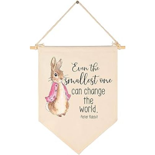 Girls Gifts-Even the Smallest One Can Change the World -Easter Canvas Hanging Flag Banner Wall Sign Decor Gifts for Baby Kids Girls Nursery Teen Room Front Door