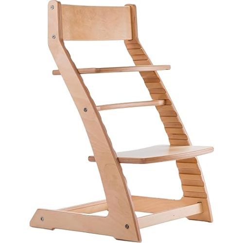 FORNEL Scandinavian Wooden High Chair for Toddlers & Kids | Adjustable Grow-with-Me Montessori Seat for Dining Table | Natural Wood Finish Convertible Highchair