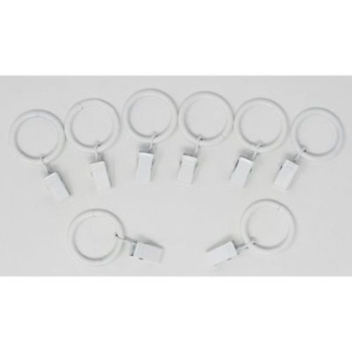 Metal Curtain Drapery Rings with Clips, 8 Pk, 1-inch Inner Diameter, Fits up to 3-4 inch Rod
