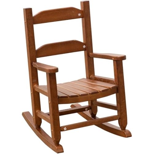 Toddler Rocking Chair Kids Child Wooden Small Baby Comfy Rocker Chairs Furniture for Nursery Bedroom Livingroom Outdoor Reading Room, Ages 3-6, Brown