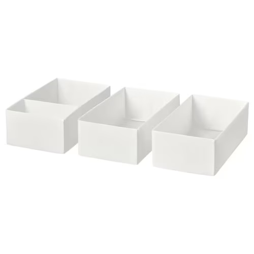 SKUBB Box, set of 3, white, 7 ¾x15x4 ¾ "