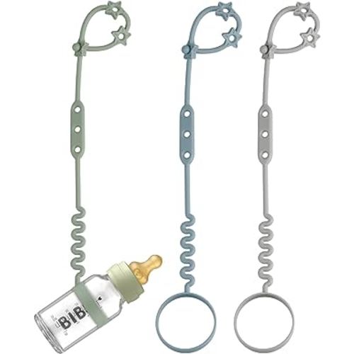 Toy Safety Straps, 3 Pack Silicone Sippy Cup Straps, Sippy Cup Leash for Baby, Keep Bottles and Sippy Cups Close at Hand and Off The Ground or Floor (3PACK, Sage/Ether/Gray)