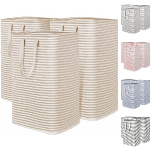 Lifewit 3 Pack Laundry Hamper Large Collapsible Laundry Baskets, Freestanding Waterproof Clothes Hamper with Easy Carry Handles in Laundry Room Bedroom Bathroom College Dorm, Black, 3 x 80L