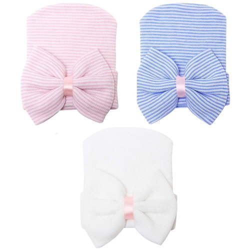 Sinhoon Newborn Hats for Baby Girls Hospital Hat Baby Girl Bows and Headbands Infant Beanie Nursery Caps