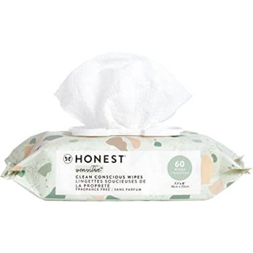 The Honest Company Clean Conscious Wipes | 99% Water, Compostable, Plant-Based, Baby Wipes | Hypoallergenic, EWG Verified | Geo Mood, 60 Count