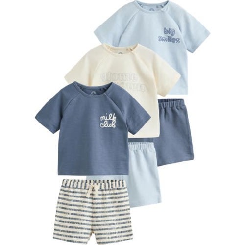 6-Pack Slogan Graphic T-Shirts & Assorted Shorts Set, 9-12M