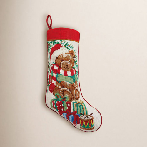 Mistletoe and Co. Teddy Bear Embroidered Needlepoint Stocking & Reviews | Birch Lane