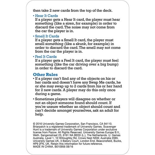 Briarpatch Travel Scavenger Hunt Card Game for Kids, Activities for Family Vacations, Road Trips and Car Rides, Ages 7 and Up