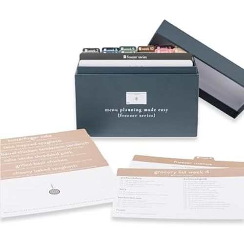 Passionate Penny Pincher Meal Planner Recipe Box (Freezer Menu) Weekly Menu Planner | 72 Photo Recipe Cards | 12 Reusable Grocery Lists | 5 Blank Recipe Cards | Recipe Card Protector | Recipe Ideas