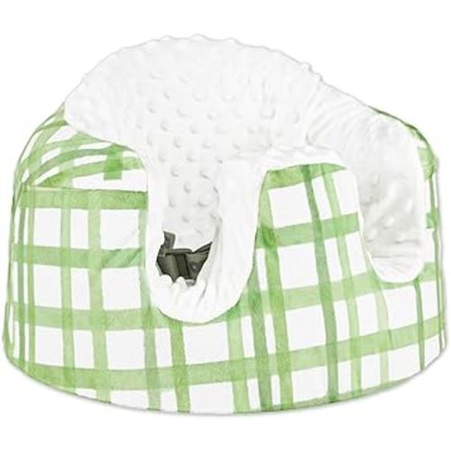 Seat Cover Compatible with Bumbo Seat, Soft and Breathable Baby Floor Seat Cover for Baby Boy & Girl (Cover Only), Green Grid