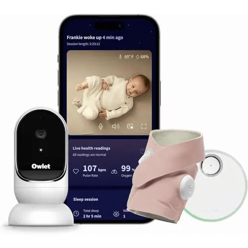 Owlet® Dream Duo Smart Baby Monitor: FDA-Cleared Dream Sock® plus Owlet Cam - Tracks & Notifies for Pulse Rate & Oxygen while viewing Baby in 1080p HD WiFi Video - Dusty Rose