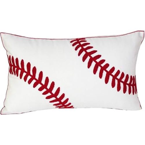 Embroidered Baseball Throw Pillow Cover,12 X 20 Inches Decorative Canvas Pillow Cover for Baseball Room Decor(Cover Only,Baseball 1220Inch)
