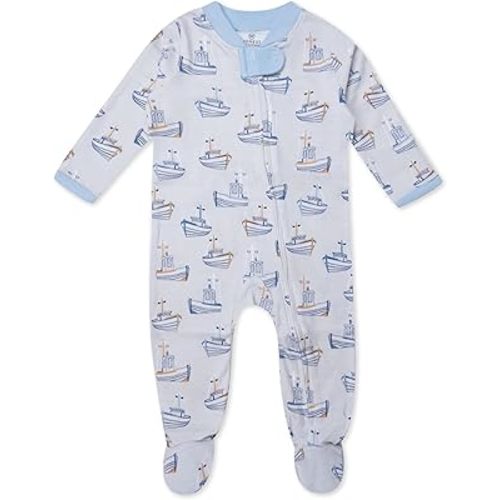 HonestBaby Sleep & Play Footed One-piece Pajama Sleeper 100% Organic Cotton, Baby Boys