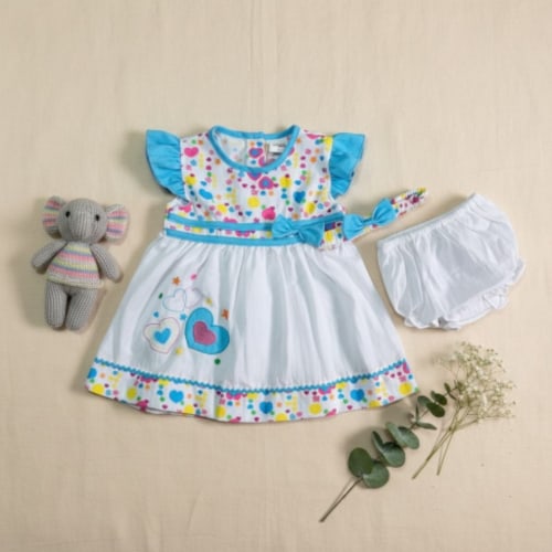 New Baby Girl Dress Set with matching headband underwear size 6 to 9 months