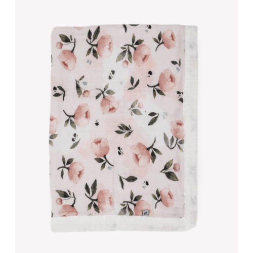 Little Unicorn Organic Cotton Muslin Baby Blanket - Watercolor Floret
