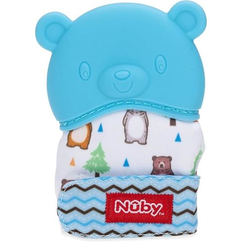 Nuby Happy Hands Silicone Teething Mitten - Baby Teething Toy - 3+ Months - Bear