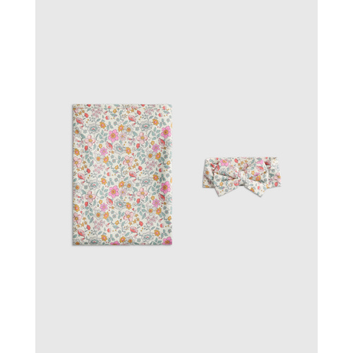 Bamboo Swaddle and Bow Set in Soft Ditsy Floral