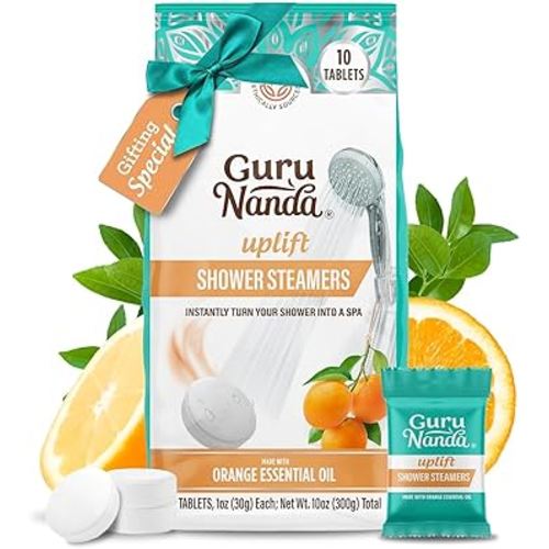 GuruNanda Uplift Shower Steamers for Aromatherapy (10 Pack), Relaxation Gifts for Women & Men with Essential Oils, Stress Relief, Home Spa & Self Care