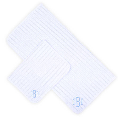 Polka Dot Blanket & Burp Cloth Set Blue