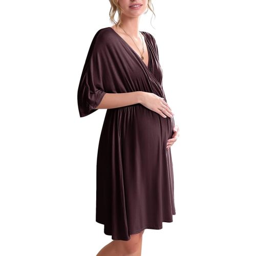 Ekouaer 3 in 1 Labor/Delivery/Hospital Gown Maternity Dress Nursing Nightgown Sleepwear for Breastfeeding