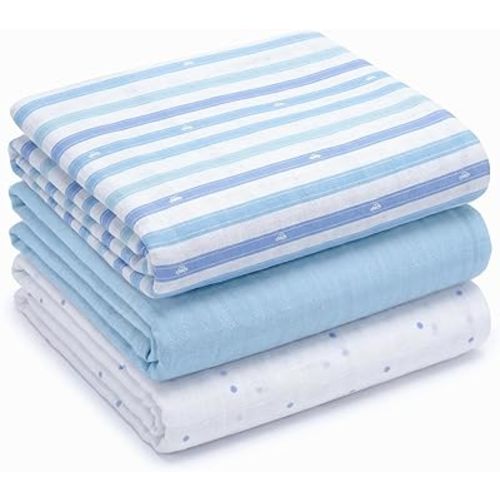 Muslin Swaddle Blankets for Newborns, 3 Pack Multipurpose 100% Organic Cotton, Ultra Soft Breathable Receiving Blanket 47 x 47 inches, Swaddle Wrap for Baby Boys & Girls