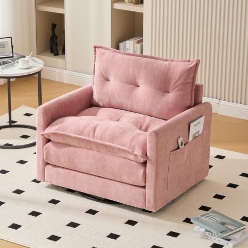 36.22" Chenille Upholstered Single Swivel Chair